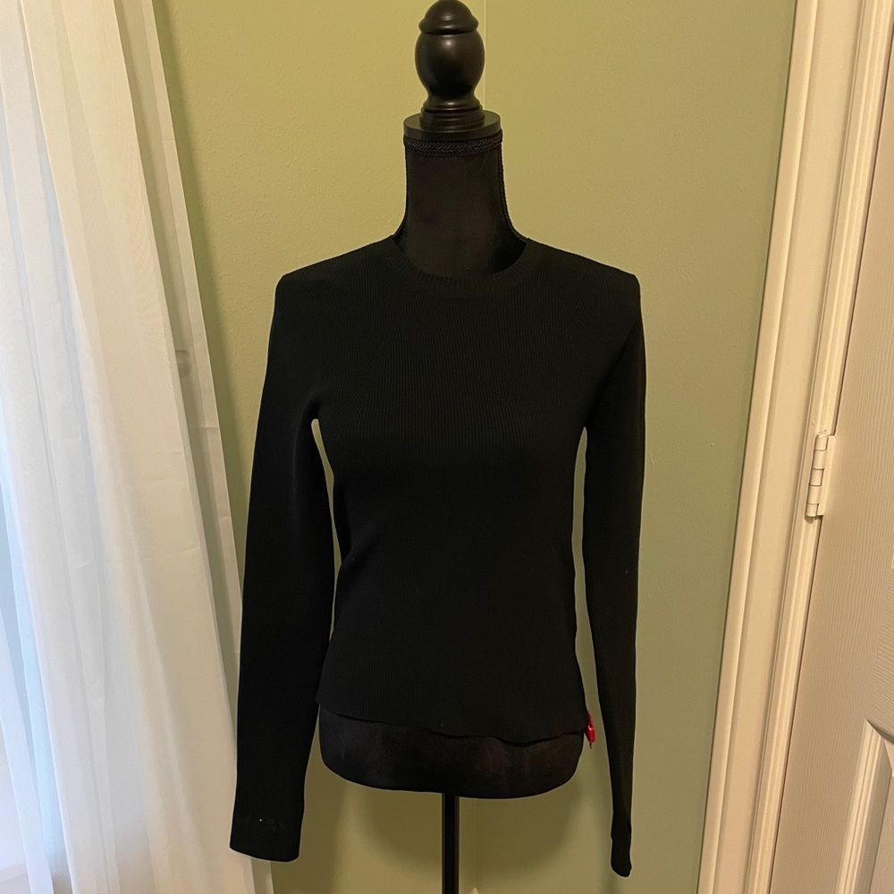 Black Helmut Lang ribbed small top w/ thumb holes